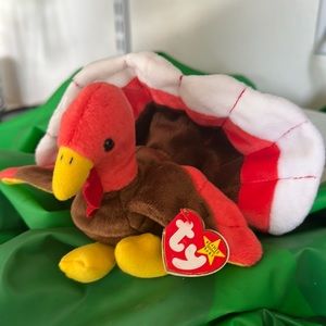 Gobbles the Beanie Baby for Thanksgiving with Tags